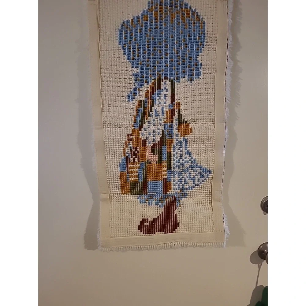 Vintage Holly Hobbie‎ Finished Latchhook Wall Hanging 30x15 inches Finished